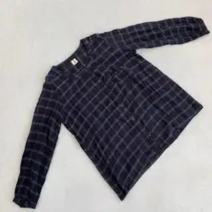 naturalistic チェック柄 ブラウス ネイビー 長袖 サイズM-L