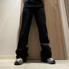 COMME CA DU MODE MEN ブラックワイドパンツ ウールスラックス