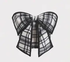 SHEIN MOD リボン飾り付きグリッドパターンストラップレストップ