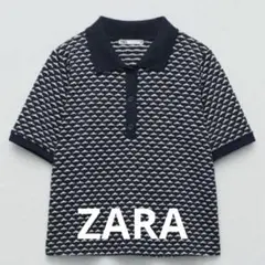 ZARA レトロジャガードポロシャツ　Sサイズ