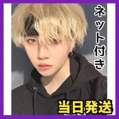 金髪 フルウィッグ ウィッグ 男装 メンズ 仮装 コスプレ パーマ g