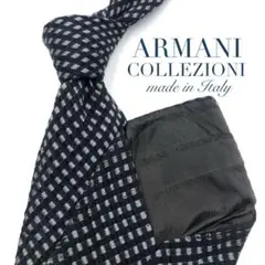 【美品】ARMANI COLLEZIONI チェック リブ調模様 ブラック