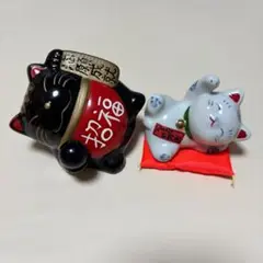 招き猫 2体セット《白猫＆黒猫／黒猫は貯金箱タイプ》