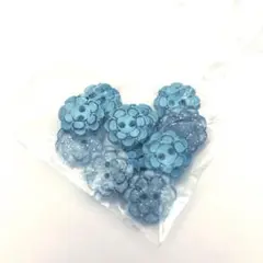 リバーシブル青い花形ボタン10個セット
