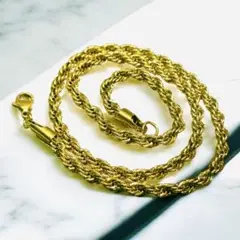 ロープチェーン 50cm 幅5mm サージカルステンレス ゴールド ネックレス