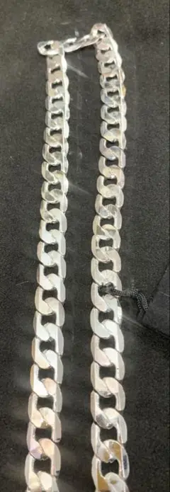 新品 シルバー チェーンネックレス ポーチ付き12mm x 30cm