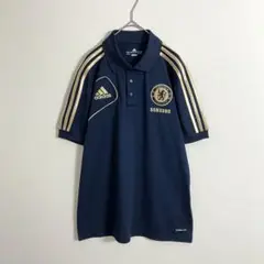 adidas　アディダス　チェルシー　半袖ポロシャツ　ネイビー　ゴールド　好配色