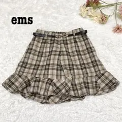 s.1045【エムズ】マーメイド ハーフパンツ ベルト付き チェック柄 Fサイズ