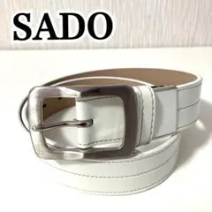 SADO ★良品★ ホワイト レザー　ベルト　82〜92㎝