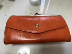 オレンジ がま口財布 シンプルデザイン