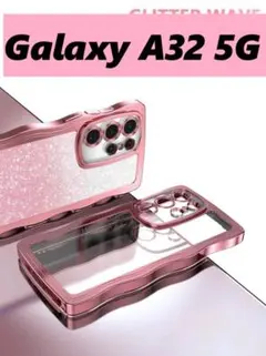 Galaxy A32 5G ピンクメッキ風 なみなみ　グリッターシート付　可愛い