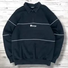 XLARGE ハーフジップスウェット 刺繍ロゴ ブラック L 0330