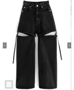 ⚠️裾上げ済み⚠️ GRL 2Wayスリットデニムパンツ ブラック　L