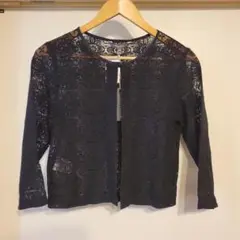 【休日限定価格】LAURA ASHLEY 黒 レース 長袖カーディガン サイズ7