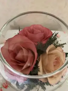 プリザーブドフラワー ガラスケース入り バラの花 ピンク3種類