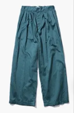 ATON MICRO COTTON SATIN タックワイドパンツ GREEN