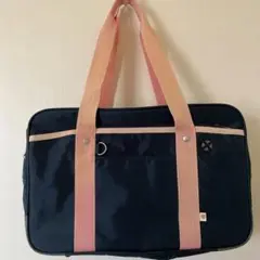 C SEVENTEEN ネイビー ピンク ストラップ バッグ