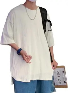 メンズ 七分袖 メンズ Tシャツ 夏服 無地 大きい　ビックシルエット　XL