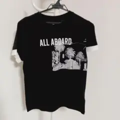 処分価格★黒重ね着風Tシャツ