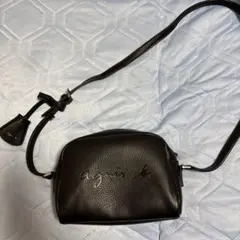 agnès b. 黒 レザー ショルダーバッグ
