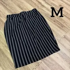 【美品】ストライプ　タイトスカート　ブラック　Mサイズ