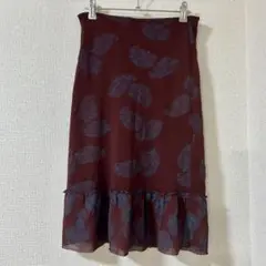 クーカイ KOOKAI 花柄フリルスカート ボルドー サイズ1(S) マーメイド
