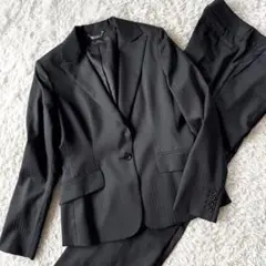 美品　イネド　ビジネス　スーツ　セットアップ　ストライプ　大きいサイズ　黒