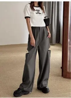 GRLサイドスリットワイドパンツ