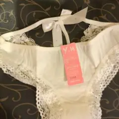 白バックレース付きTバック　M