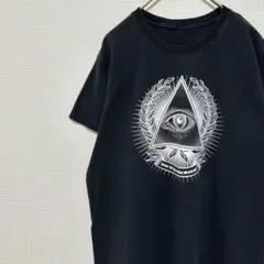 プロビデンスの目 Tシャツ 黒 ブラック プリント 古着