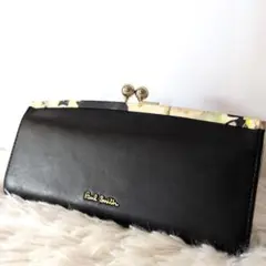 ポール・スミス　黒　がま口 Paul Smith ブラック レザー 長財布
