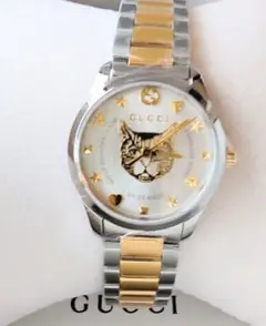 新品未使用 GUCCI Gタイムレス 腕時計 猫 ゴールド YA126596