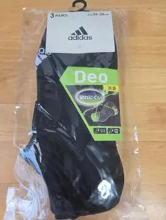 新品　adidas 消臭ソックス 3ペア 24-26cm 無地