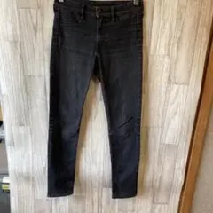 【古着160㎝】ブラック スキニーデニム