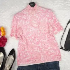 Y3200最高級☆BURBERRYバーバリー☆ペイズリー柄☆カットソーピンク40