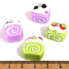 1点限り⭐ロールケーキ(パープル&グリーン).。.:*4個♡ゴールドチャーム