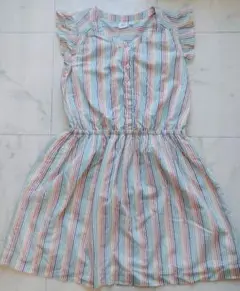 Gap kidsカラフルストライプ ワンピース 150cm 女の子 ノースリーブ