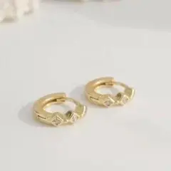 125 フープピアス ジルコニア 3粒 プチフープピアス ミニフープピアス