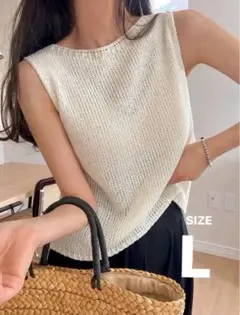 dazy メッシュ　タンクトップ　ノースリーブ　ホワイト　Lサイズ