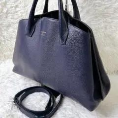 【訳アリ美品】　イアクッチ　2way ショルダーバッグ　ハンドバッグ　ネイビー
