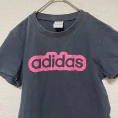 1447 adidas 半袖 Tシャツ プリントロゴ ネイビー ピンク