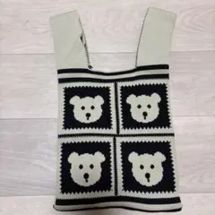 クマ顔ニットバッグ