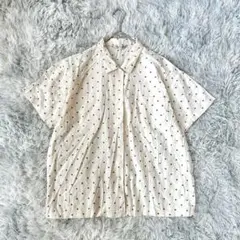 【Florrie Bell】半袖ドット柄ブラウス　Mサイズ相当　生成り