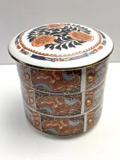 【 瀬榮 謹製 】 3段 陶器重箱 食器 器 陶器 色絵金彩 重箱 丸