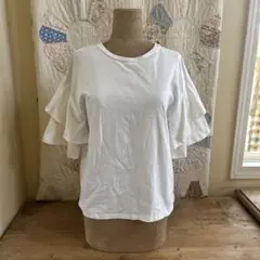 フリル2段袖 Tシャツ　白