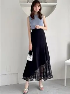 GRL シアーチェック柄アシンメトリースカート　Sサイズ　※お値下げ可