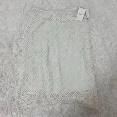 新品★ROPEロペ★総レースフレアスカートM白 タイト 上品