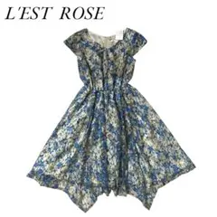 【タグ付き】L'est Rose ワンピース　花柄　フレア　オーガンジー　ドレス