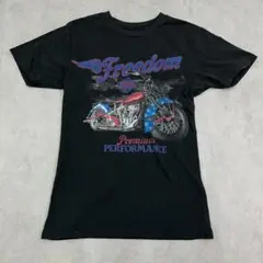 フリーダム　アメリカンバイク　トップス　半袖　Tシャツ　古着　ブラック　黒　S