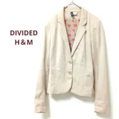 DIVIDED H&M　テーラードジャケット 花柄裏地　無地　XS　ベージュ